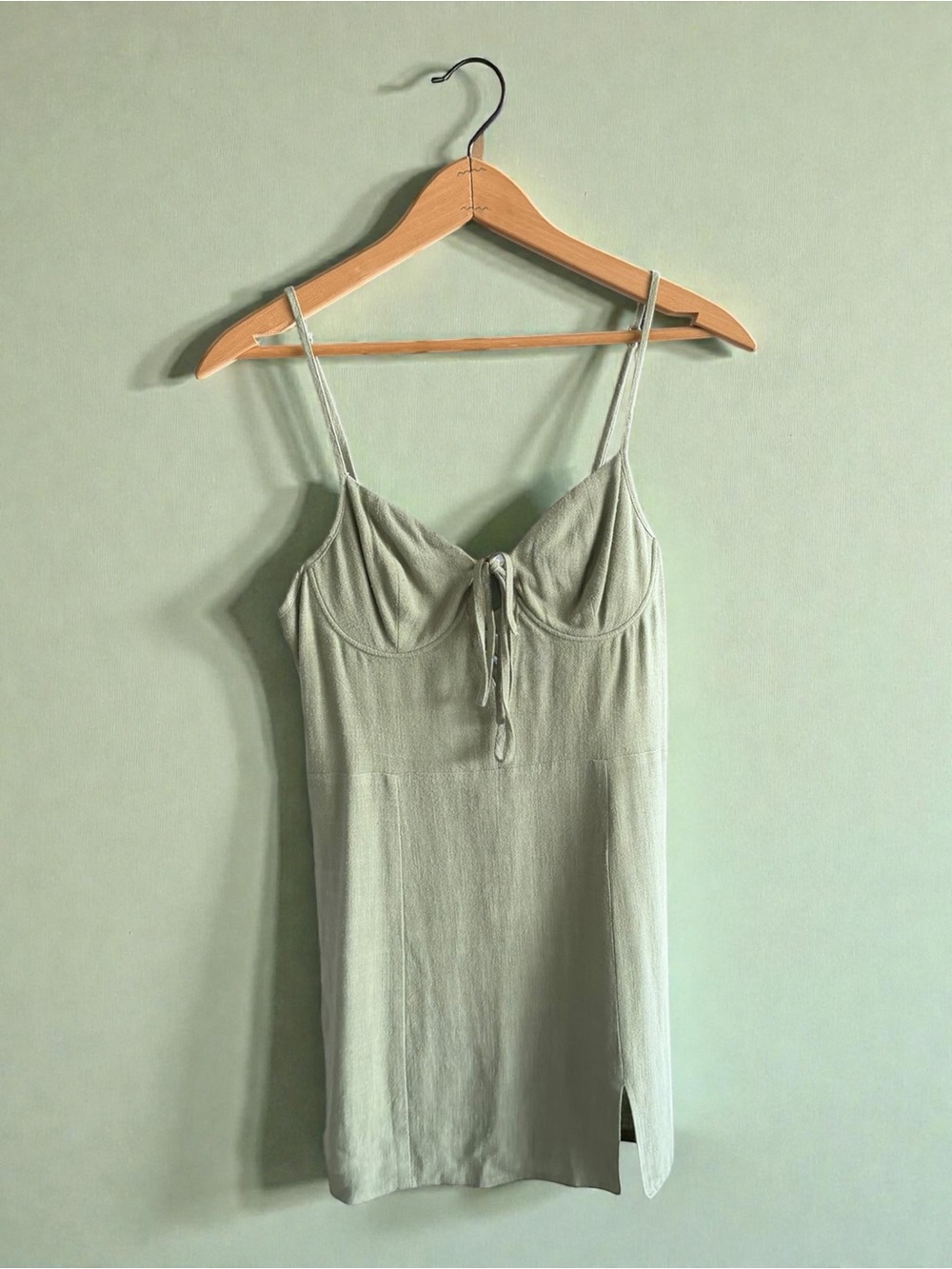 La Hearts Sage Green Spaghetti Strap Slip Dress - Picture 1 of 3